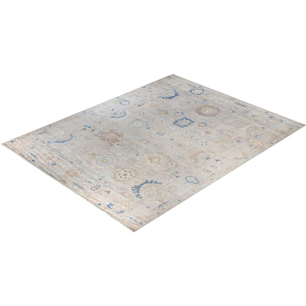 Oushak Light Gray 10 ft. x 14 ft. Floral Wool Indoor Area Rug
