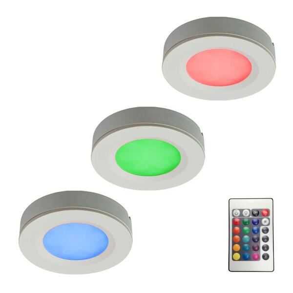 Illume Lighting RGB LED Pucks Light Kit with Plug-In Driver and Remote Controller (3-Piece)