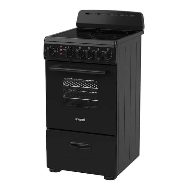 20 in. Ceramic Glass Electric Range with 4 Burner Elements, Black
