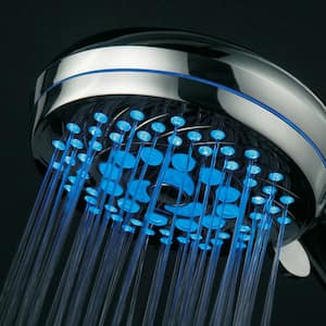 7-Spray 4.3 in. Single Wall Mount LED Lighted Handheld Rain Shower Head in Chrome