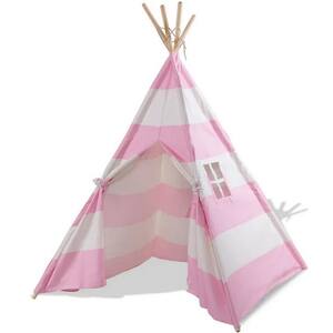 48 in. x 48 in. x 72 in. Natural Cotton Canvas Teepee Tent for Kids Indoor and Outdoor Playing (Set of 2-Piece)