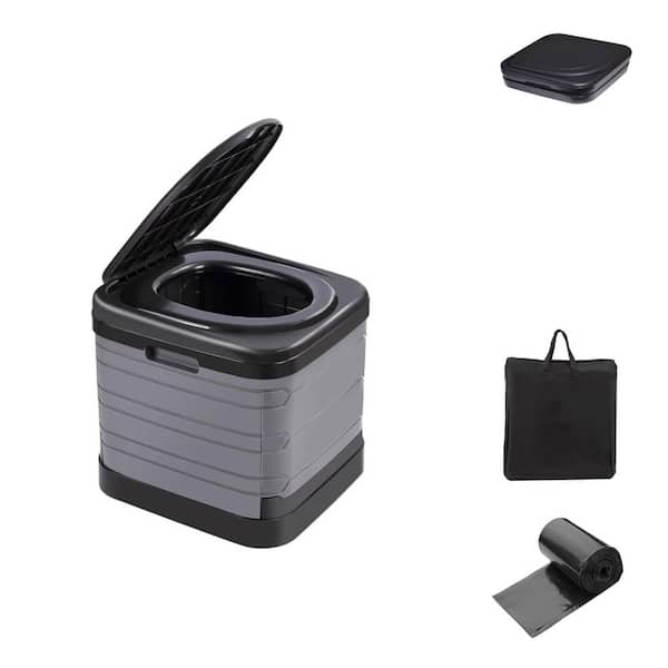 Non-electric 13 Gal. Capacity Waterless Composting Toilet System Extra Large Foldable Portable Toilet for Adults Black