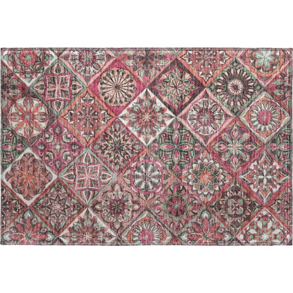 Mayfield Premium Machine Washable Abstract AMF2256 Blush 2 ft. x 3 ft. Accent Rug