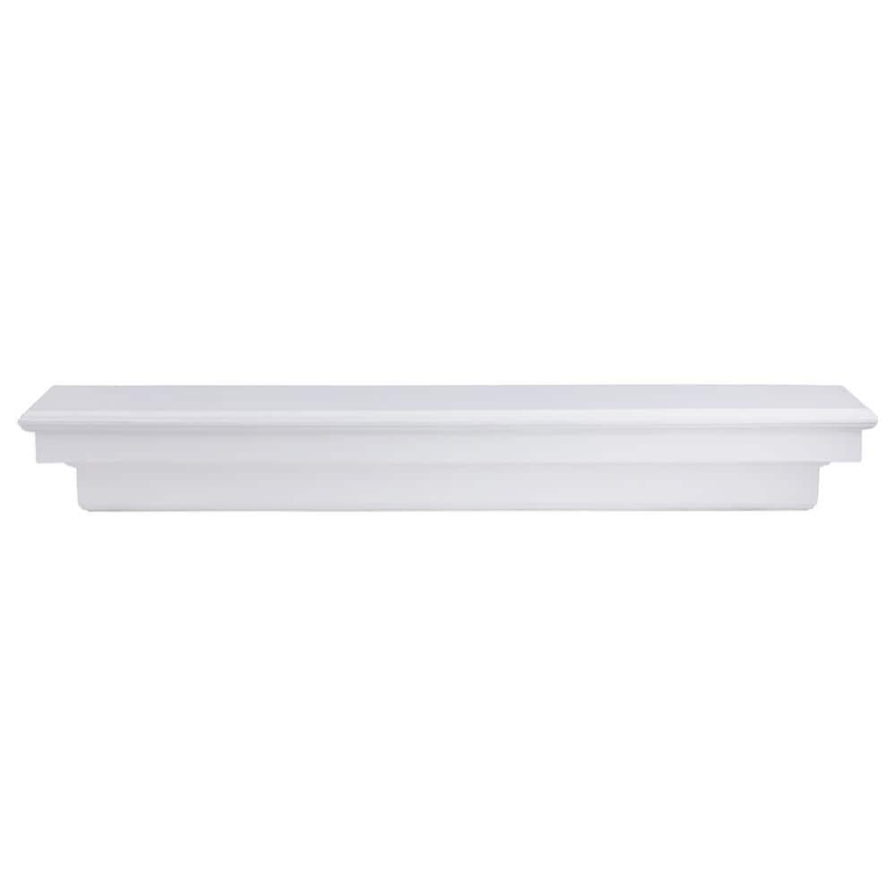 48" White Lacquered Solid Wood Floating Mantel Shelf