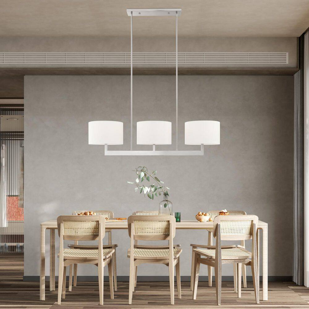 Hayworth Contemporary Brushed Nickel 3-Light Linear Chandelier