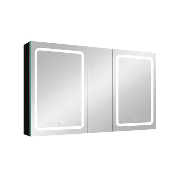 Unbranded 50 in. W x 30 in. H Rectangular Aluminum Medicine Cabinet with Mirror