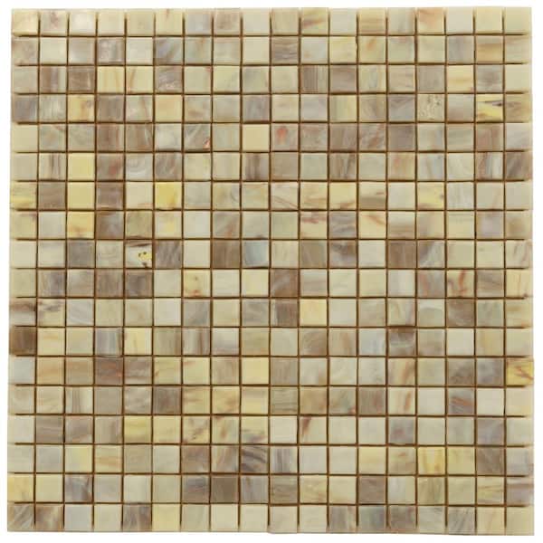 Apollo Tile Skosh 4" x 6" Glossy Parchment Beige Glass Mosaic Uniform square Wall and Floor Sample Tile 0.13 sq. ft./Piece (1-Pack)
