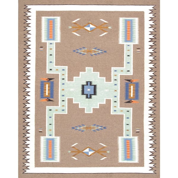 Tuscany Mocha/Ivory 8 ft. x 10 ft. Geomatric Area Rug
