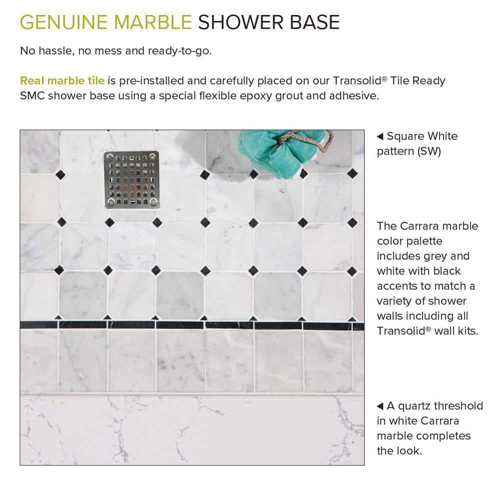 60'' White Pre-Tiled Rectangular Shower Base with Center Drain