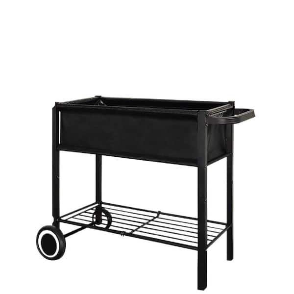 OGETFUUR Metal Raised Garden Bed with Legs and Wheels, Standing Elevated Planter Box Cart for Vegetables and Flowers, Black