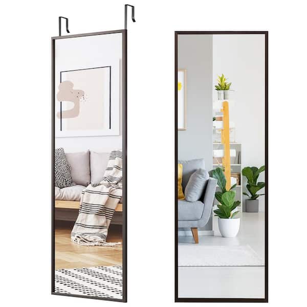 Costway 42.5 in. x 14 in. Rectangle Frame Brown Door Wall Mounted Morden