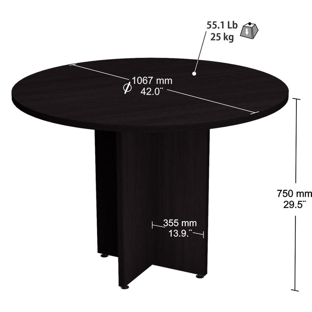 Espresso Round Engineered Wood Conference Table with Dark Finish