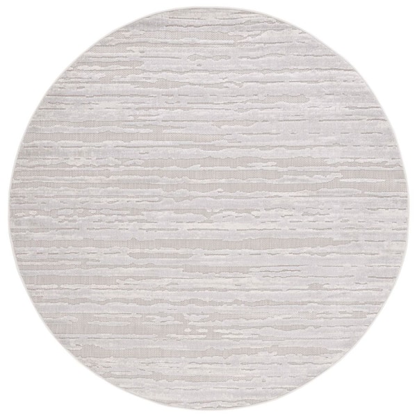 Cabana Gray/Ivory 7 ft. x 7 ft. Distressed High-Low Indoor/Outdoor Round Area Rug