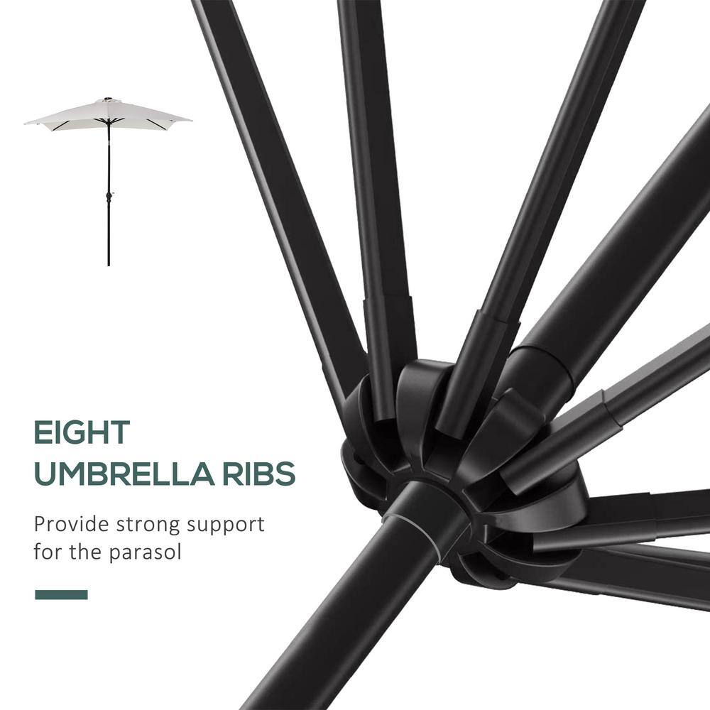 White Octagon LED Lighted Market Umbrella with Black Steel Pole