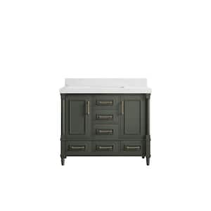 Hudson 42 in. W x 22 in. D x 36 in. H Bath Vanity in Pewter Green with 2 in. Calacatta Quartz Top