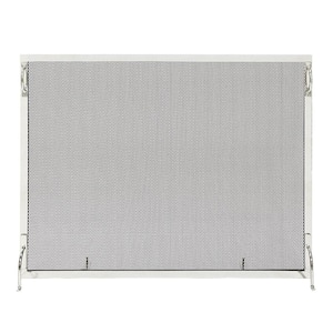 38 in. L Polished Nickel 1-Panel Montreal Modern Flat Fireplace Screen