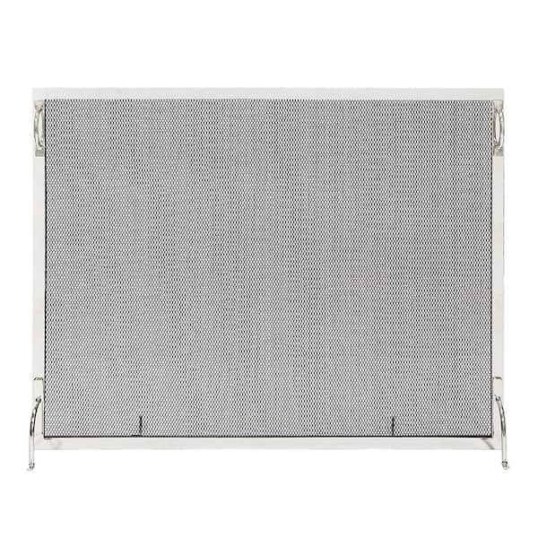 ACHLA DESIGNS 50 in. L Polished Nickel 1-Panel Montreal Modern Flat Fireplace Screen