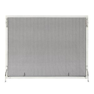 44 in. L Polished Nickel 1-Panel Montreal Modern Flat Fireplace Screen