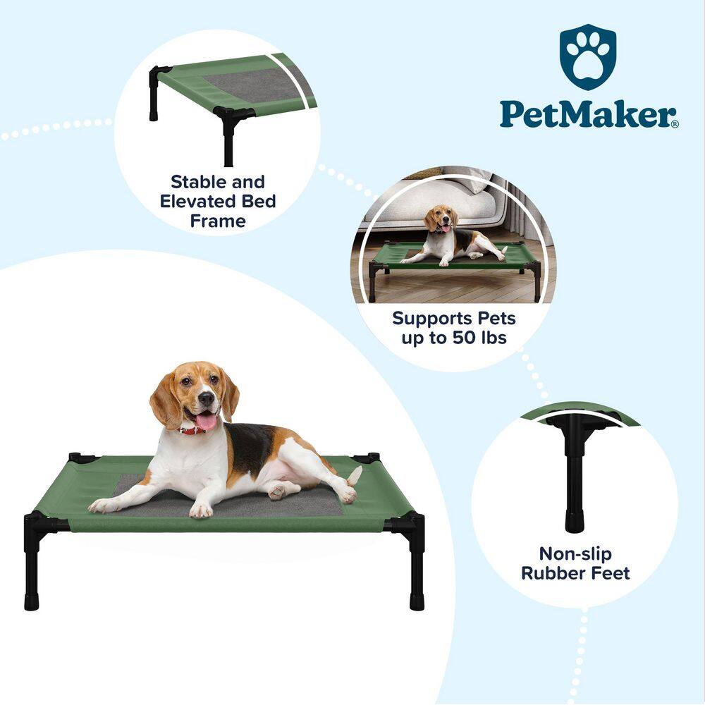 Medium Green Elevated Waterproof Outdoor Pet Bed