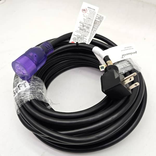 parkworld 50 ft. 12/3 20 Amp 250-Volt 3-Prong Indoor/Outdoor NEMA 6-20 Extension Cord with Lighted End, Black, UL Listed