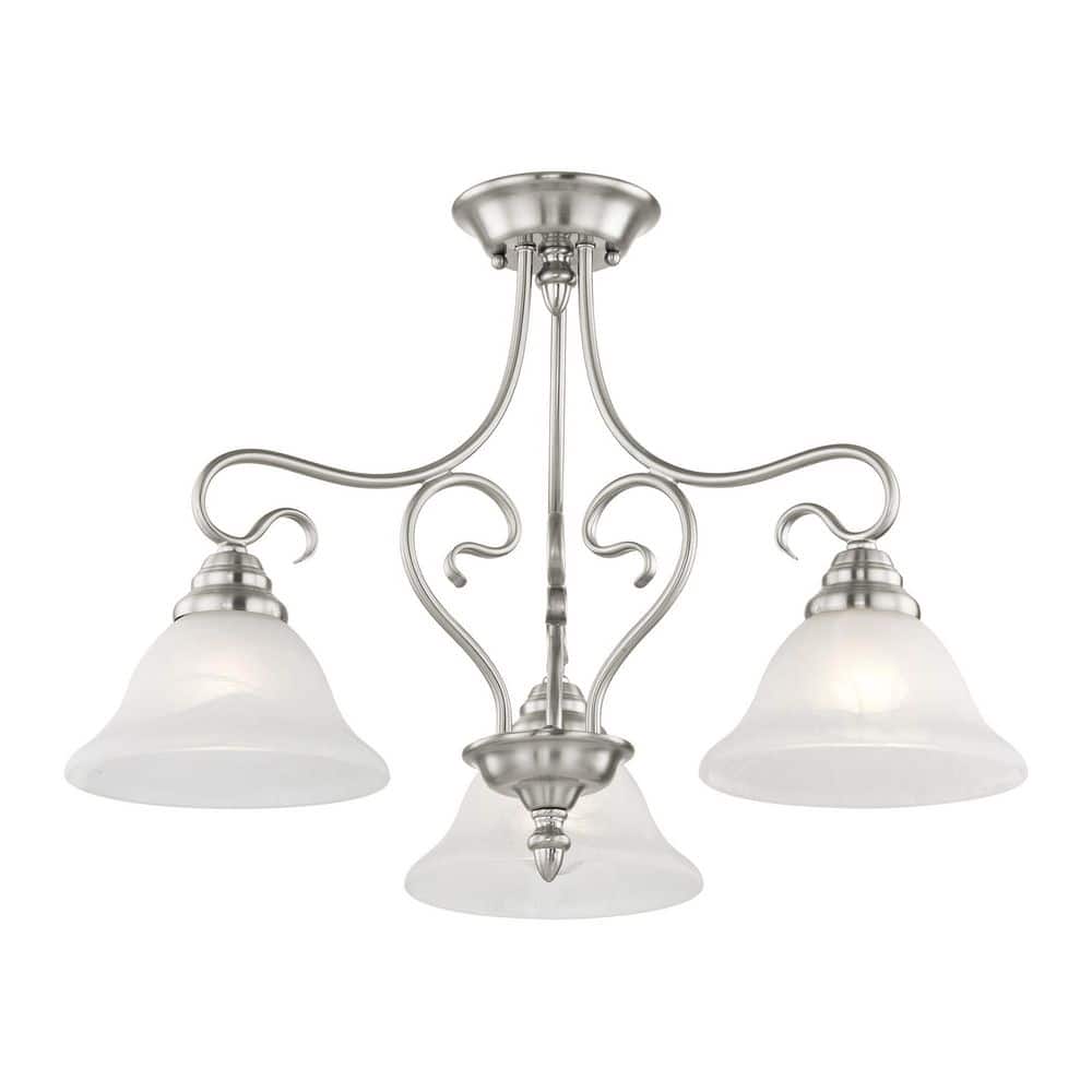 Elegant Coronado Brushed Nickel Chandelier with Alabaster Glass Shades