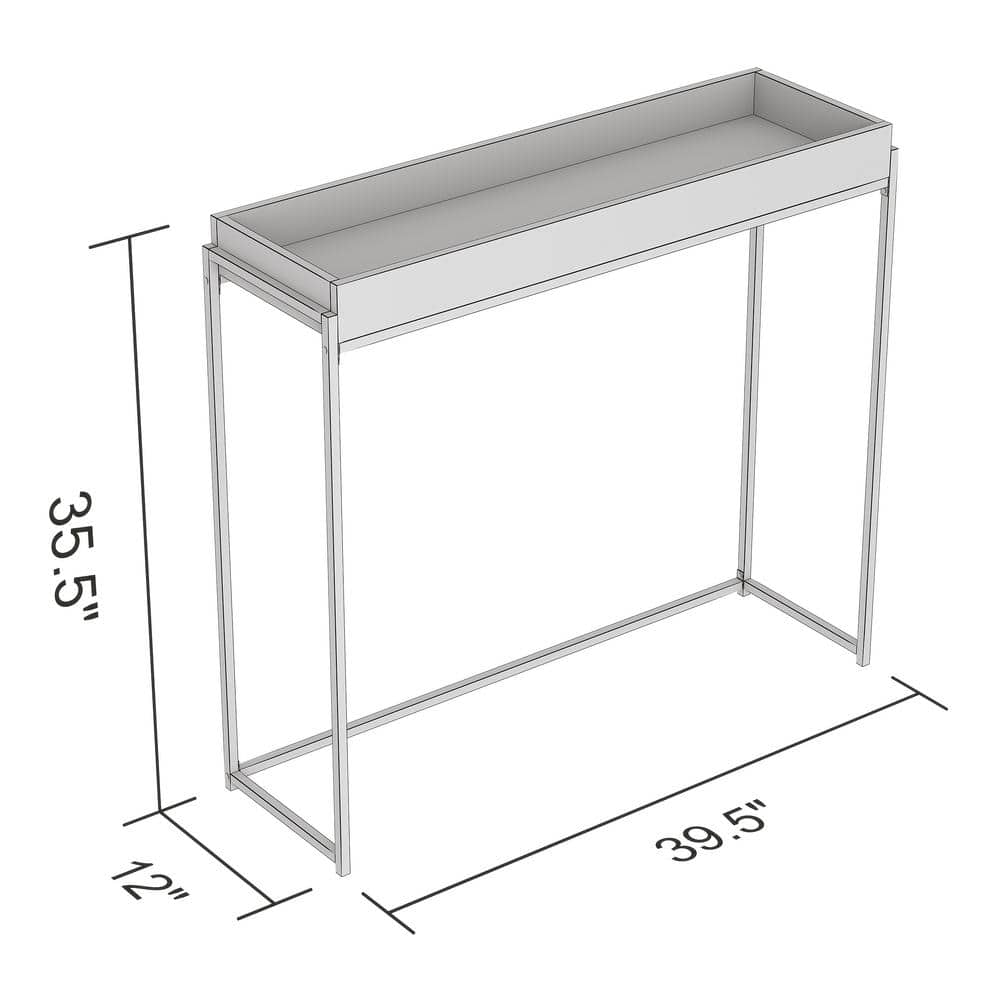 Dark Gray Wood and Metal Console Table with Storage, 35.5" Tall