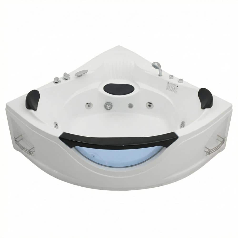 59 in. Corner Whirlpool Bathtub for 2-Person Luxury Jetted Spa Tub with 6 Hydro Massage Jets price history on PriceWatchPro
