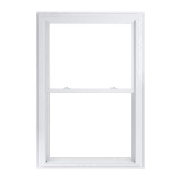 37.75 in. x 56.75 in. 70 Series White Double Hung Low-E Argon Glass Vinyl Fin with J Window, Screen Incl
