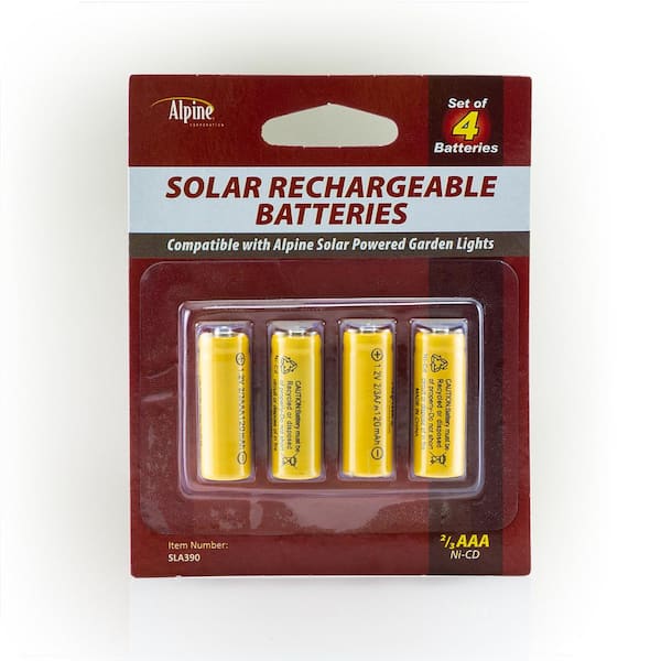 2/3 AAA Ni-CD Replacement Solar Rechargeable Batteries for Solar Powered  Garden Lights, Set of 4