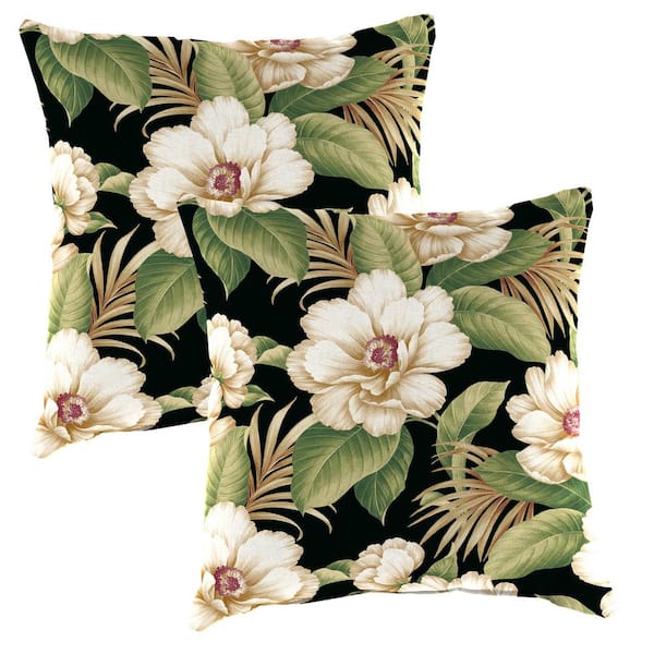 Jordan Manufacturing 20 in. L x 20 in. W x 6 in. T Square Outdoor Throw Pillow in Caroline Midnight (2-Pack)