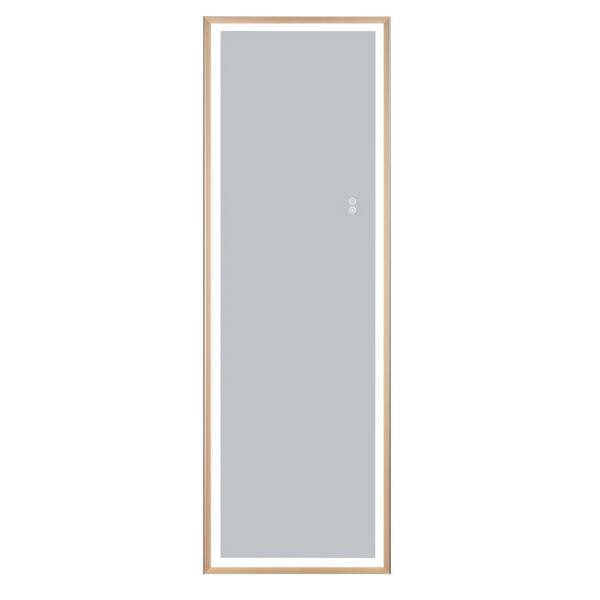 Amucolo 22 in. W x 65 in. H Rectangular Aluminum Framed Wall LED Light Full Body Bathroom Vanity Mirror in Matte Gold