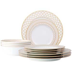Eternal Palace Gold 12-Piece Dinnerware Set (Gold) Porcelain, Service for 4