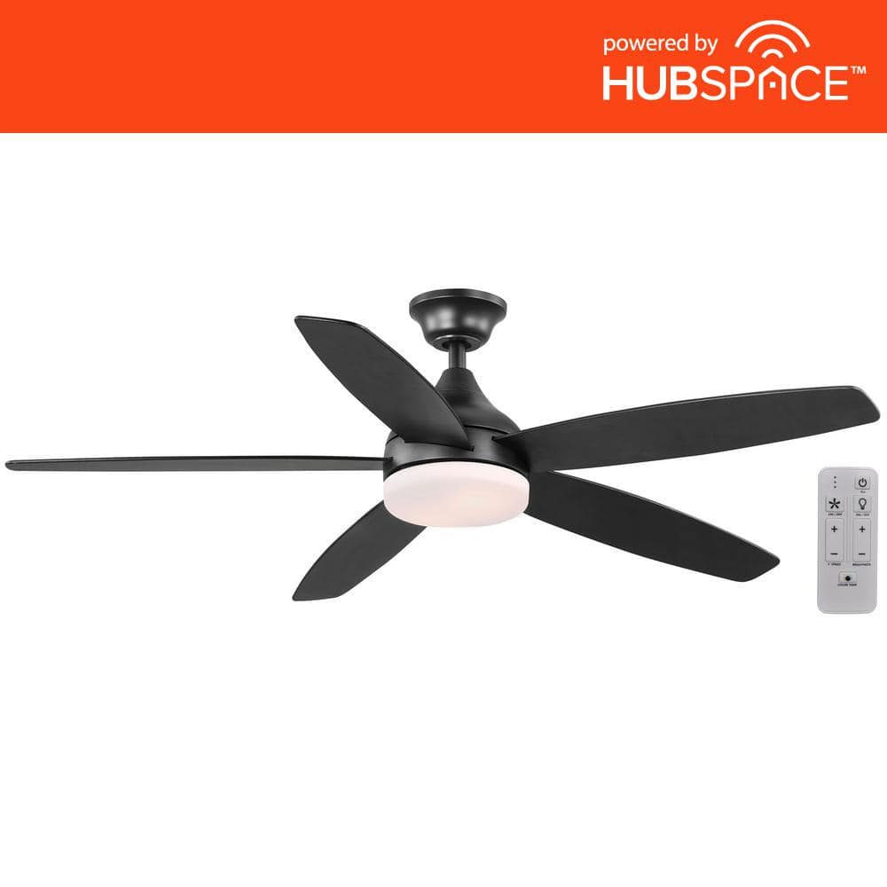 Hampton Bay Tyra 52 in. Smart Indoor Matte Black Ceiling Fan with