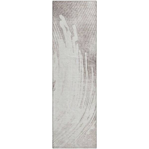 Mayfield Premium Machine Washable Abstract AMF2133 Ivory 2 ft. x 7 ft. Runner Rug