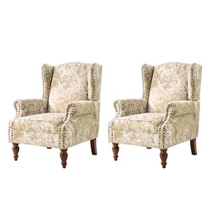 Ira Cheetah Traditional Animal Pattern Armchair with Nailhead Trim Set of 2