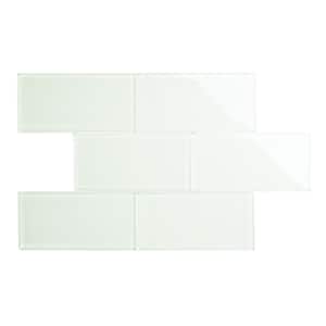 Dover White 6 in. x 12 in. x 8mm Glass Subway Wall Tile (5 sq. ft./Case)