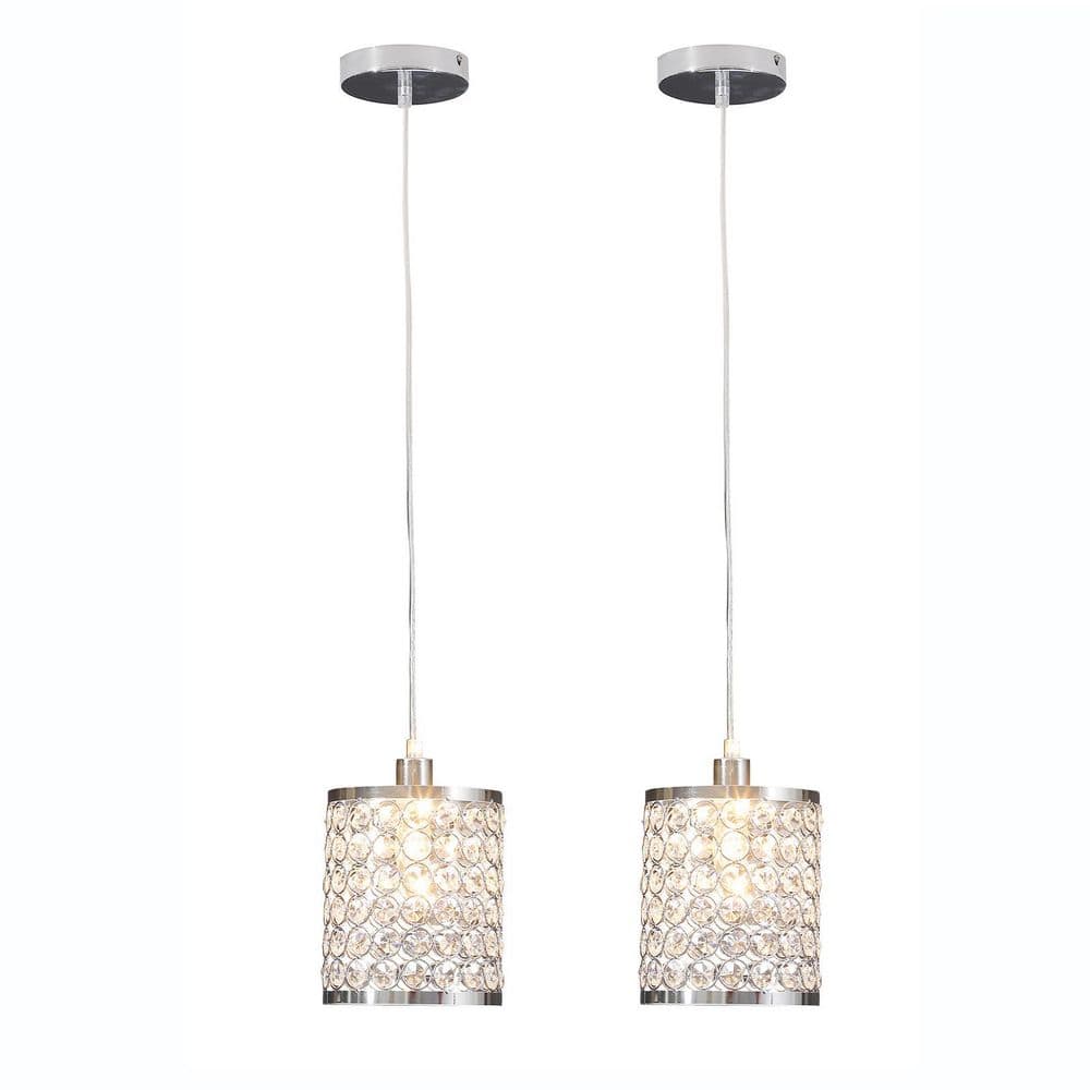 1-Light Silver Modern Pendant Light with Glass Shade and Adjustable Height, No Bulbs Included (2-Pieces) price history on PriceWatchPro
