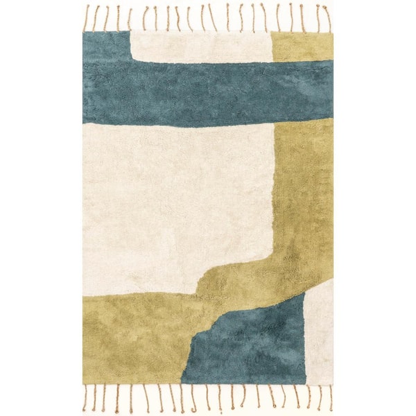 nuLOOM Kyra Ivory 5 ft. x 8 ft. Abstract Cotton Area Rug