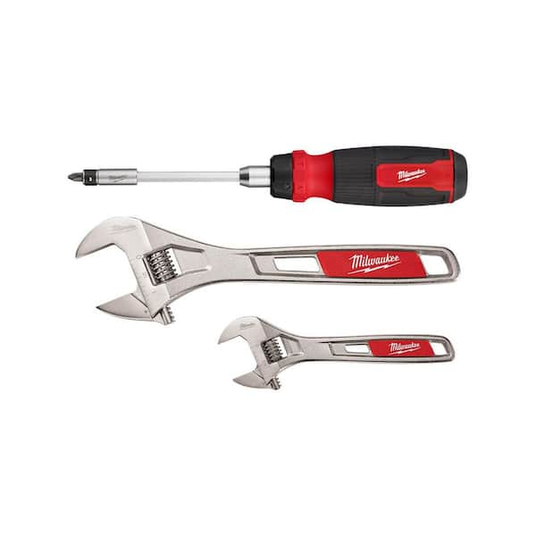 27-in-1 Ratcheting Multi-Bit Screwdriver and 2 Pc. 6" & 10" Adjustable Wrench Set
