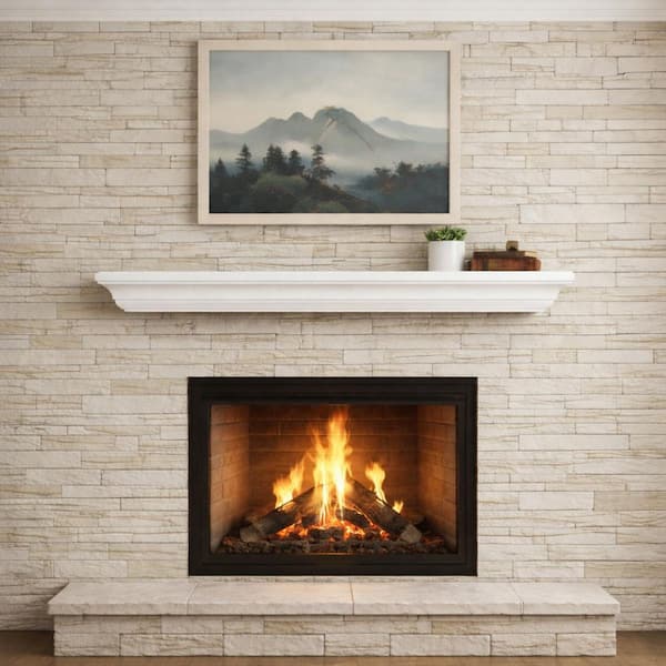 Colton White Paint 72 in. Wood Fireplace Cap-Shelf Mantel