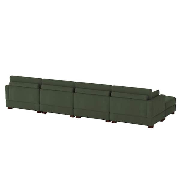 Uixe 160 in. Square Arm 6-piece Corduroy Upholstered U-Shaped