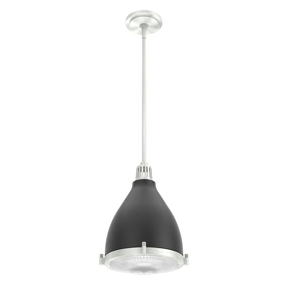 Matte Black and Brushed Nickel Glass Dome Pendant Light