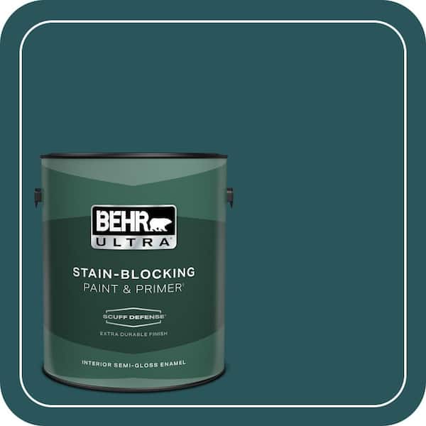 BEHR ULTRA 1 gal. #MQ6-01 Ocean Abyss Extra Durable Semi-Gloss Enamel Interior Paint & Primer