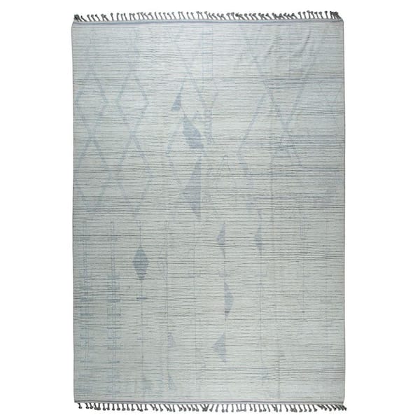 Beige 9 ft. x 13 ft. Hand-Knotted Wool Marrakech Handspun Contemporary Modern Moroccan Style, Area Rug