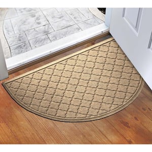 Waterhog Cordova 24 in. x 39 in. Half Round PET Polyester Indoor Outdoor Door Mat Camel