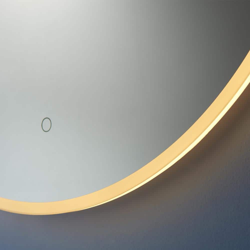 Century 32" Brushed Aluminum Frameless Round Vanity Mirror with LED