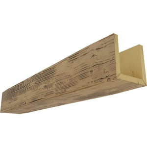 8 in. x 4 in. x 8 ft. 3-Sided (U-Beam) Sandblasted Natural Golden Oak Faux Wood Ceiling Beam