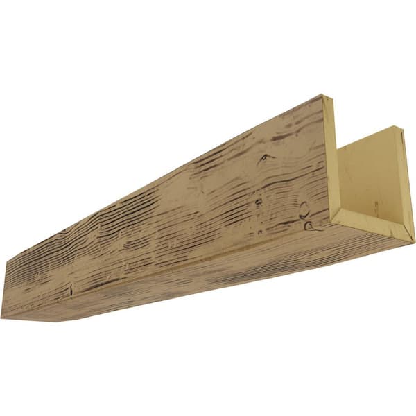 Ekena Millwork 8 in. x 4 in. x 24 ft. 3-Sided (U-Beam) Sandblasted Natural Golden Oak Faux Wood Ceiling Beam