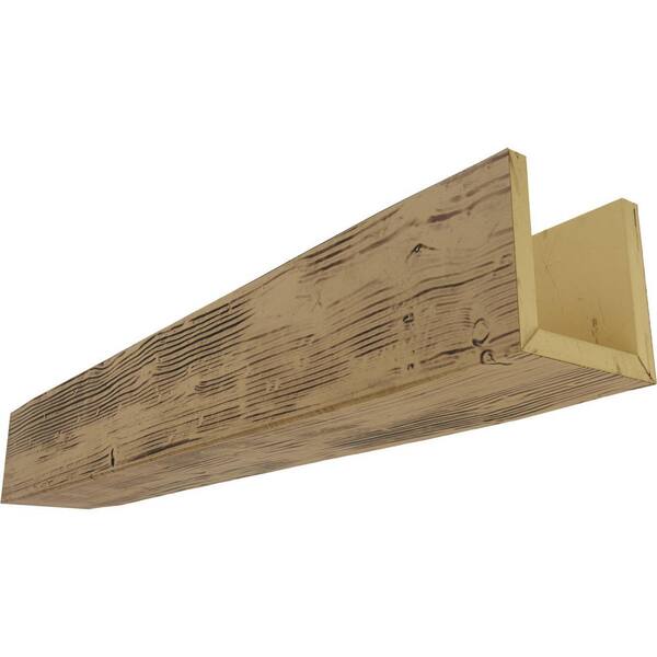 Ekena Millwork 12 in. x 4 in. x 8 ft. 3-Sided (U-Beam) Sandblasted Natural Golden Oak Faux Wood Ceiling Beam