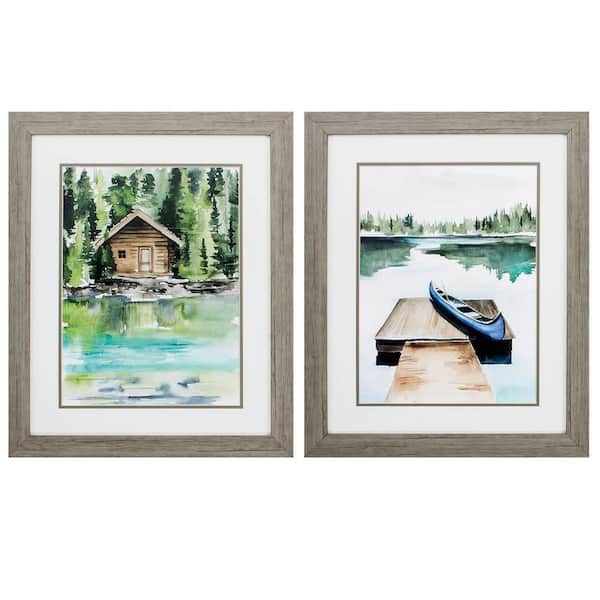 Lake Views 2-Piece Framed Home Wall Art 23 in. x 19 in.